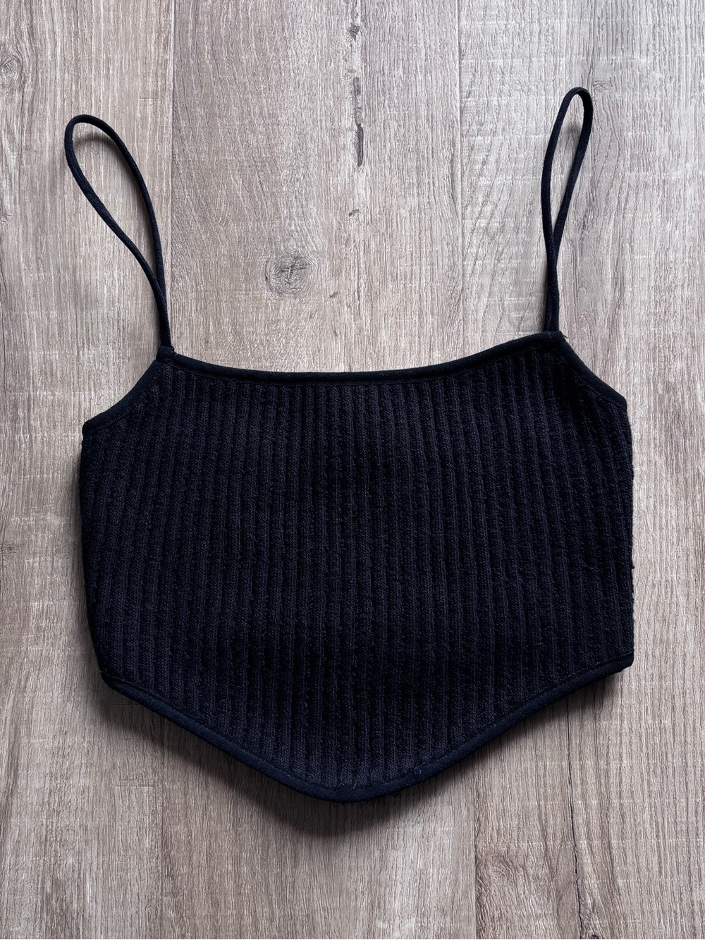 Zara Black Ribbed Crop Corset Style Tank Top